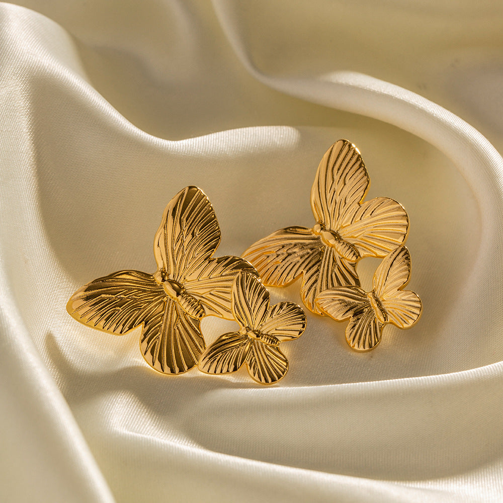 Valantomode | Heavyweight Plated Butterfly Motif Earrings for Women