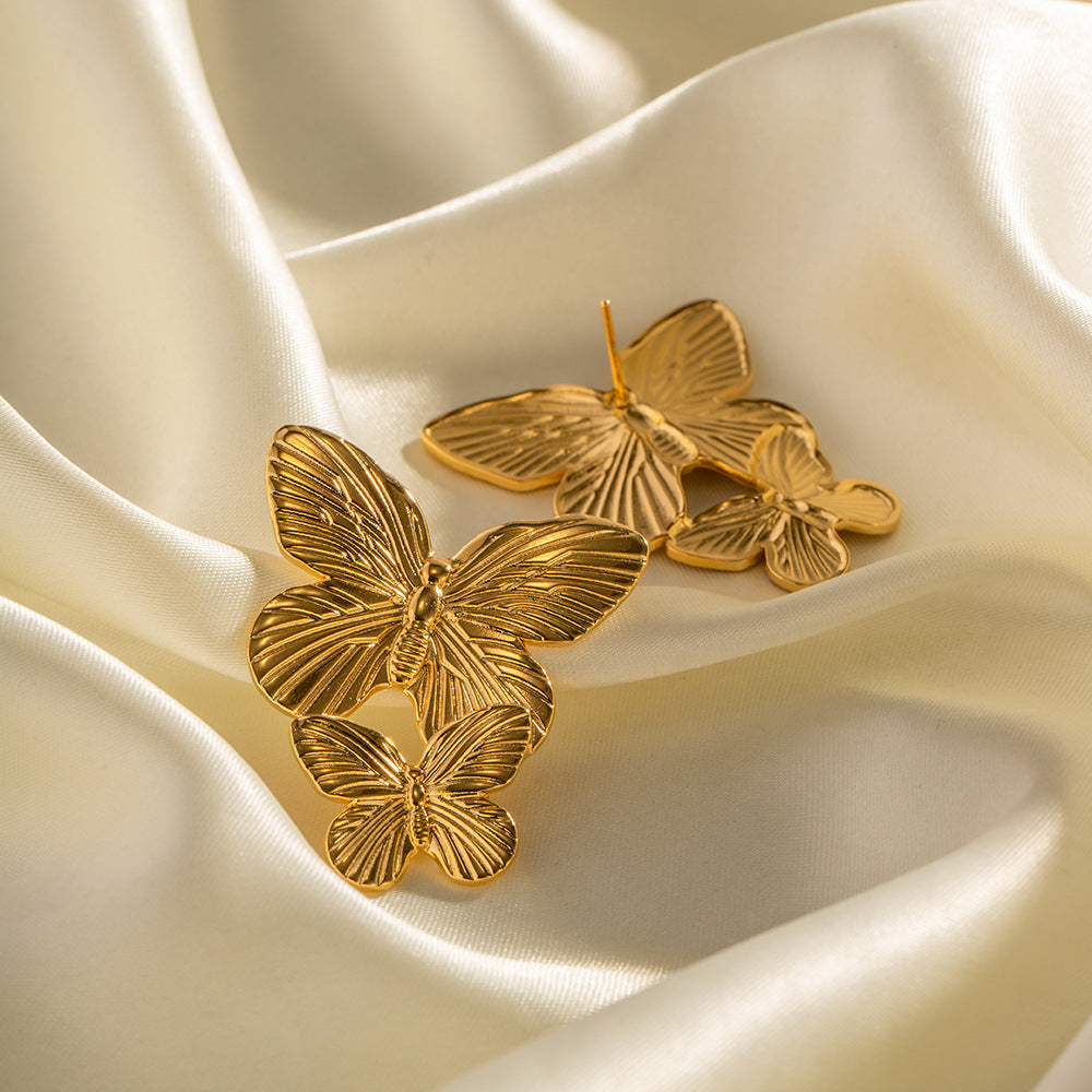 Valantomode | Heavyweight Plated Butterfly Motif Earrings for Women
