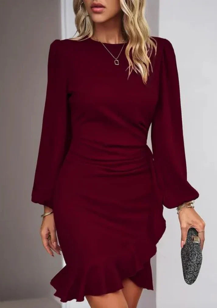 Valantomode | Chic Puff Sleeve Dress for Effortless Elegance