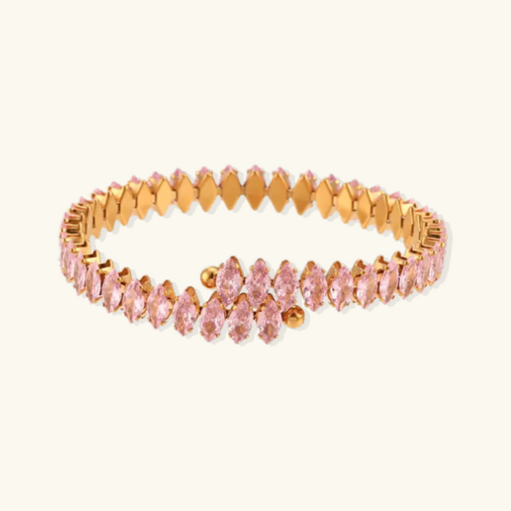 Valantomode | Plated Marquise Cuff Bracelet with Refractive Stone Architecture and Adjustable Geometry