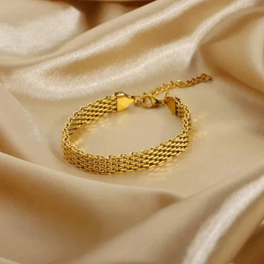 Valantomode | Gold Plated Woven Mesh Bracelet for Women