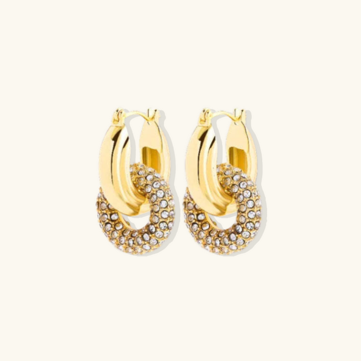 Valantomode | Plated Mia Luxe Interlocking Earrings with High-Refractive Stone Assets