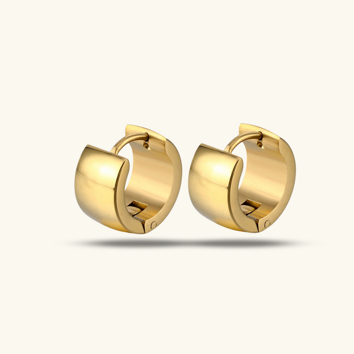Valantomode | Plated Concentric Huggie Earrings with Monolithic Industrial Architecture
