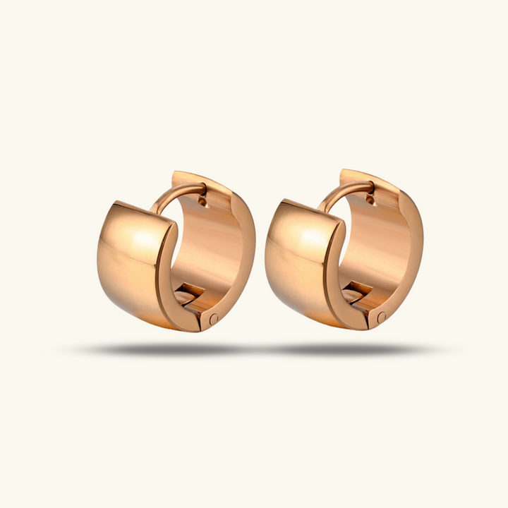 Valantomode | Plated Concentric Huggie Earrings with Monolithic Industrial Architecture