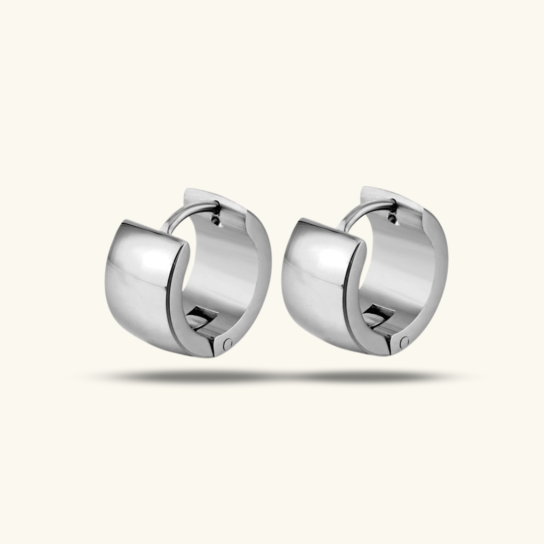Valantomode | Plated Concentric Huggie Earrings with Monolithic Industrial Architecture