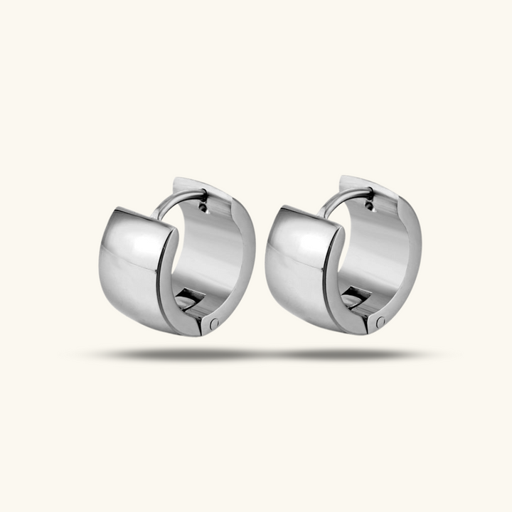 Valantomode | Plated Concentric Huggie Earrings with Monolithic Industrial Architecture