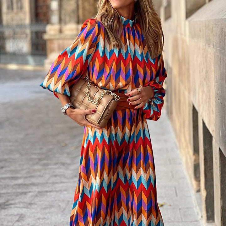 Valantomode | Dress with Geometric Pattern
