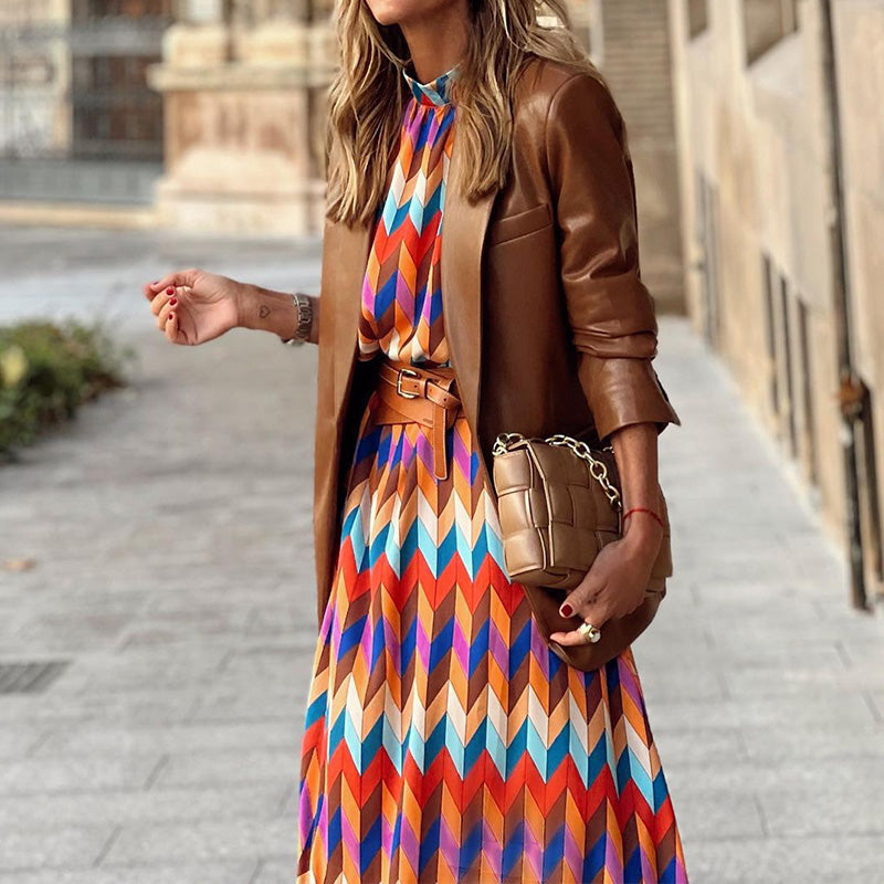 Valantomode | Dress with Geometric Pattern