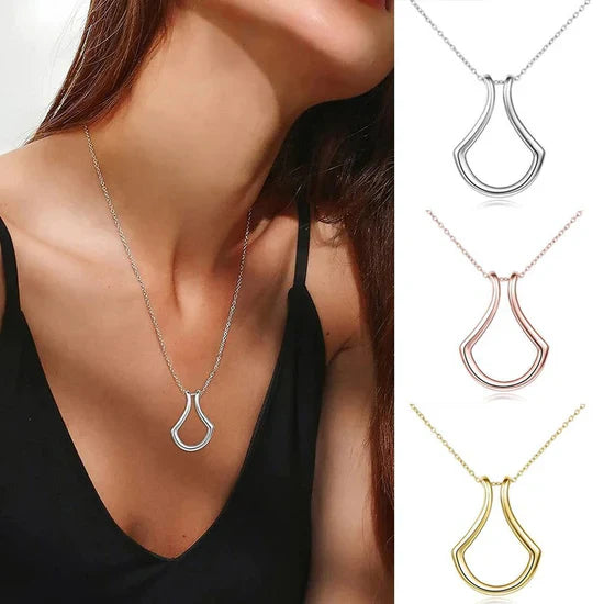 Valantomode | Plated Geometric Ring Keeper Necklace for Women
