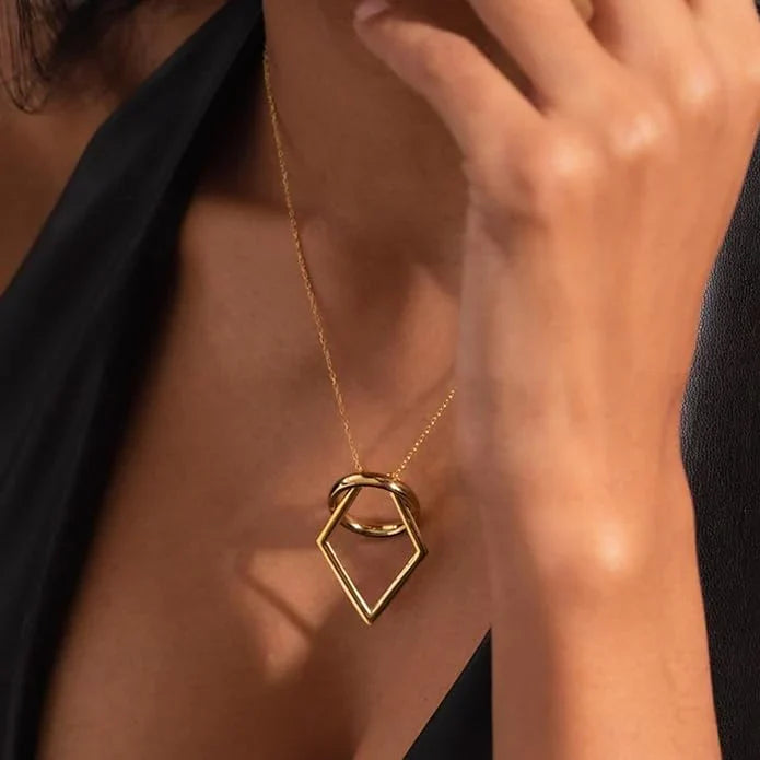 Valantomode | Plated Geometric Ring Keeper Necklace for Women