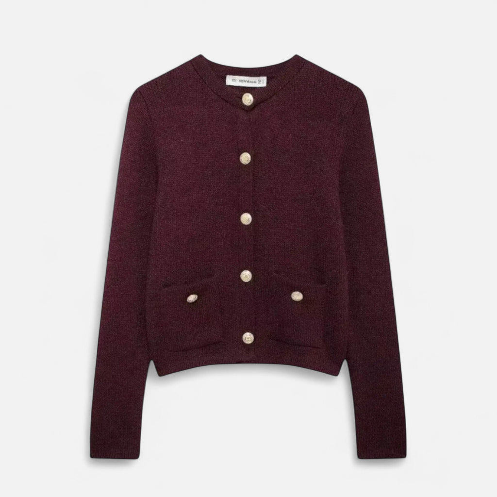 ValantoMode | Women’s Soft Knit Cardigan with Golden Buttons