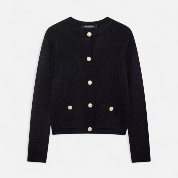 Valantomode | Women’s Soft Knit Cardigan with Golden Buttons