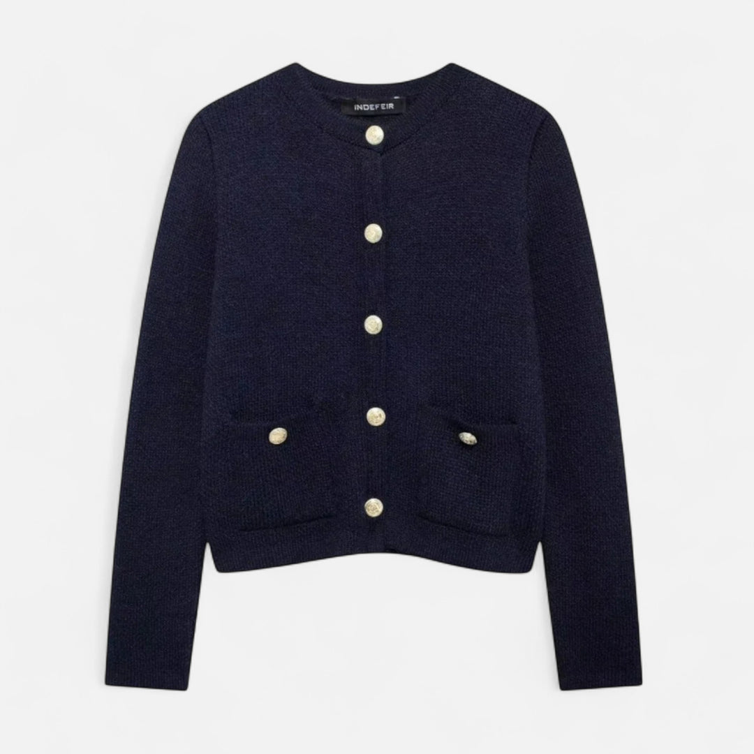 Valantomode | Women’s Soft Knit Cardigan with Golden Buttons
