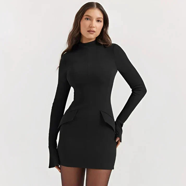 Valantomode | Flared Sleeve Peplum Dress in Sage Green