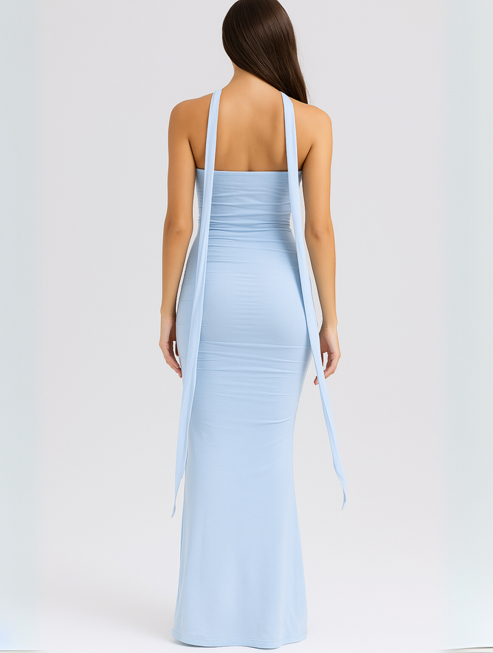 Valantomode | Strapless Choker Evening Dress for Elegant Nights