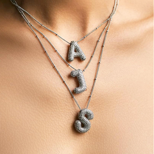 Valantomode | Gold Plated Bubble Initial Necklace for Women