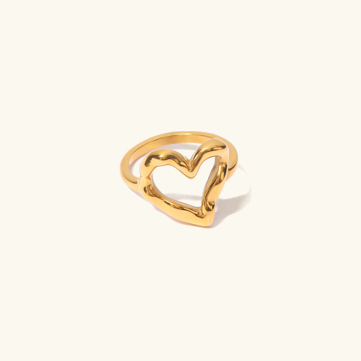 Valantomode | Plated Monroe Heart Ring with Organic Asymmetric Structural Geometry