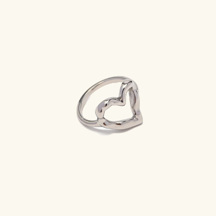 Valantomode | Plated Monroe Heart Ring with Organic Asymmetric Structural Geometry