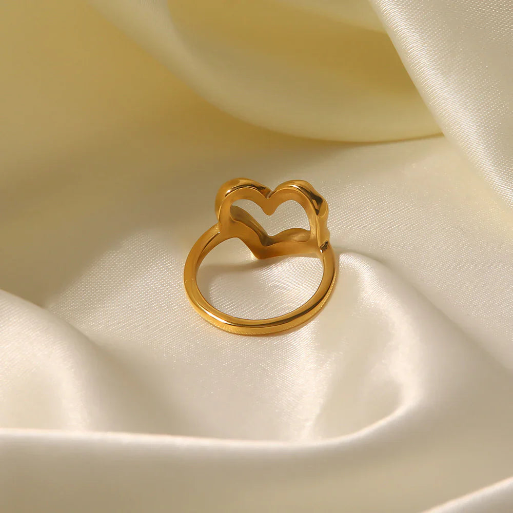Valantomode | Plated Monroe Heart Ring with Organic Asymmetric Structural Geometry