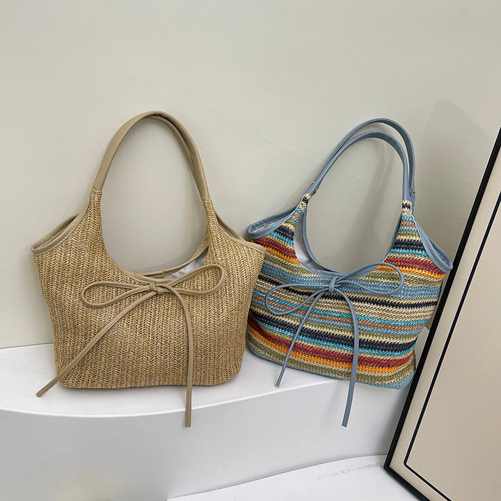 Valantomode | Odyssey Artisan Garrison – Premium Woven Straw & Vegan Leather Large Summer Tote