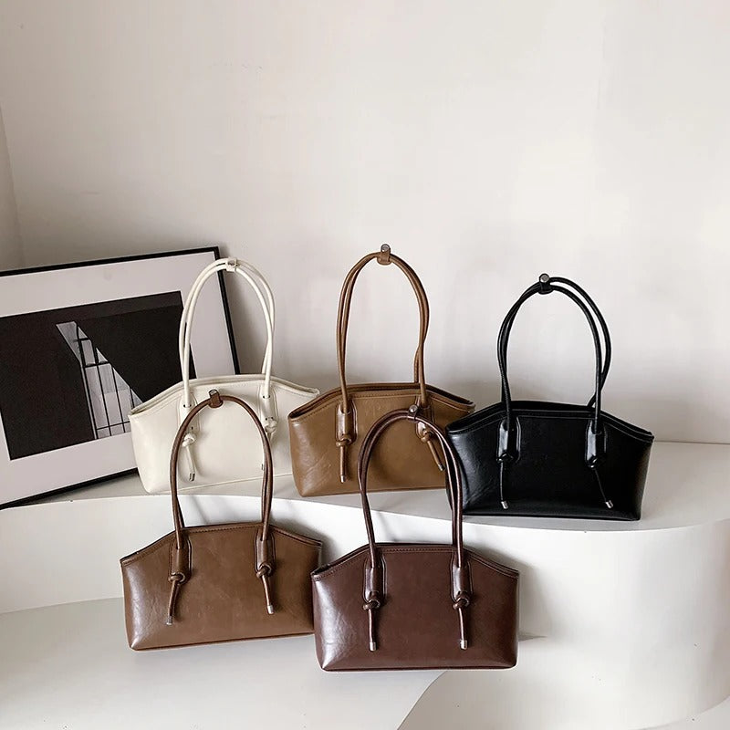 Valantomode | Aria Archival Baguette – Premium Vegan Leather Slim Shoulder Bag with Silver-Tone Accents