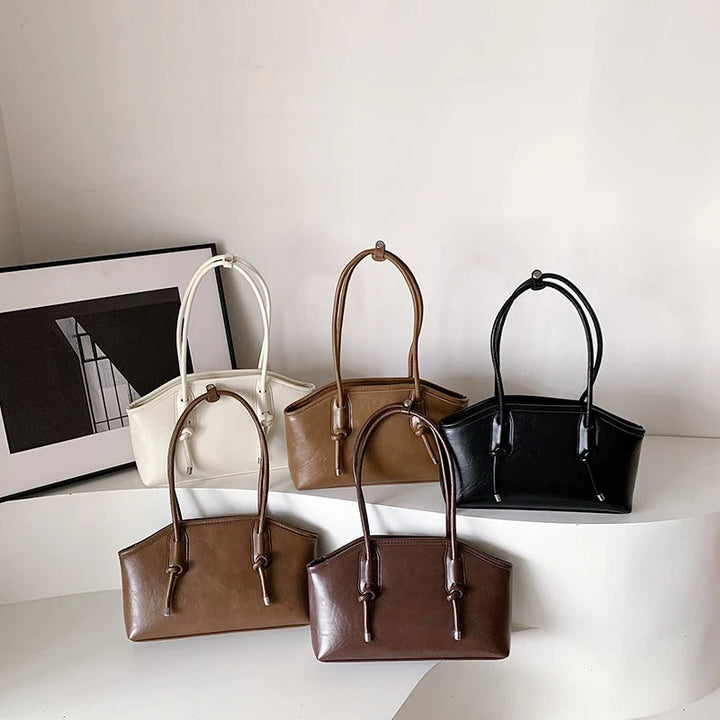 Valantomode | Aria Archival Baguette – Premium Vegan Leather Slim Shoulder Bag with Silver-Tone Accents