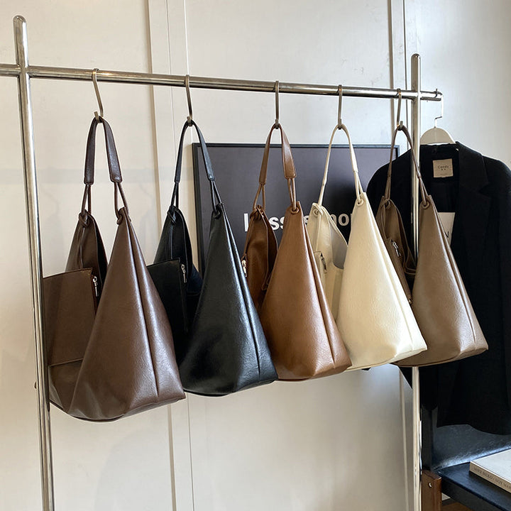 Valantomode | Aria Vertical Slouch – Premium Vegan Leather Oversized Tote with Modular Pouch