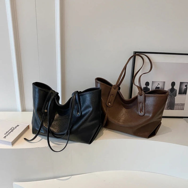 Valantomode | Grand Horizon XL Business Tote – Premium Vegan Leather Oversized Shoulder Bag