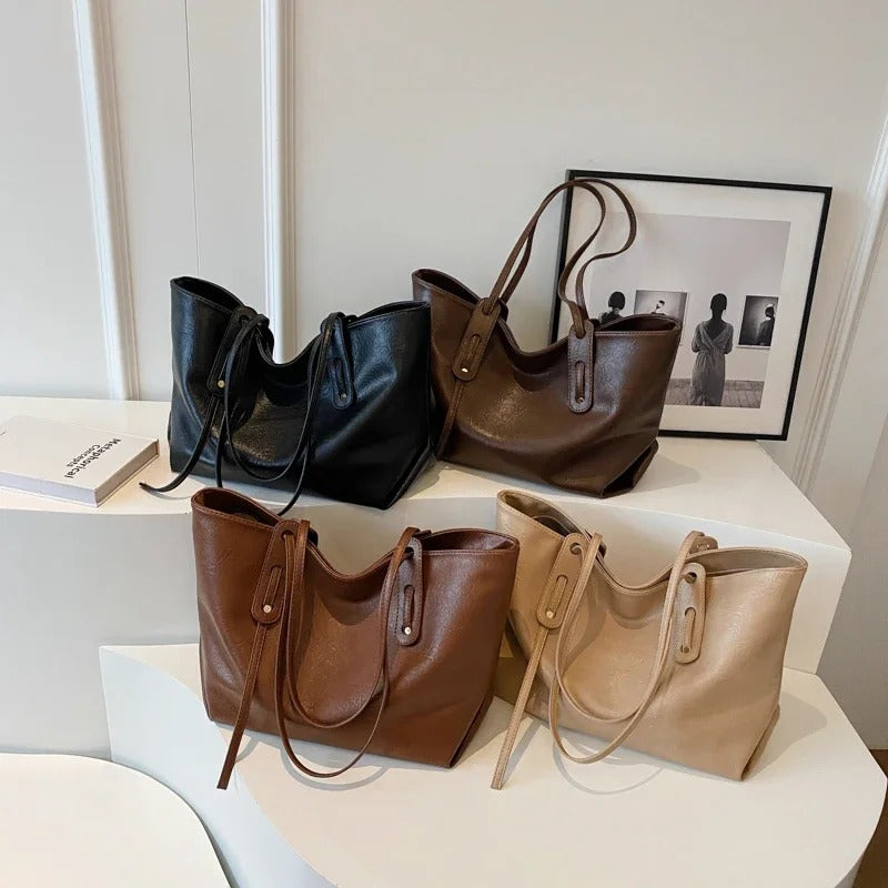Valantomode | Grand Horizon XL Business Tote – Premium Vegan Leather Oversized Shoulder Bag
