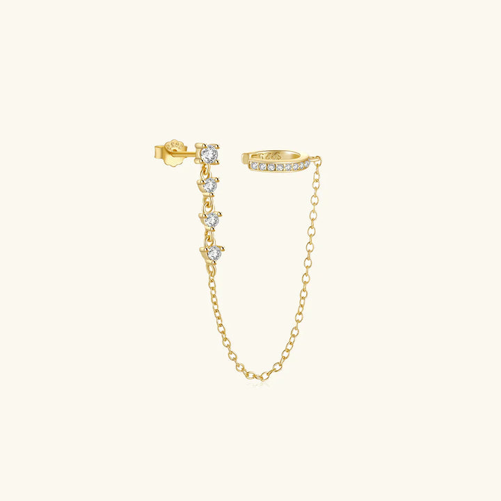Valantomode | Plated Mallory Chain Cuff Earring with Linear-Refractive Architecture and Asymmetric Geometry