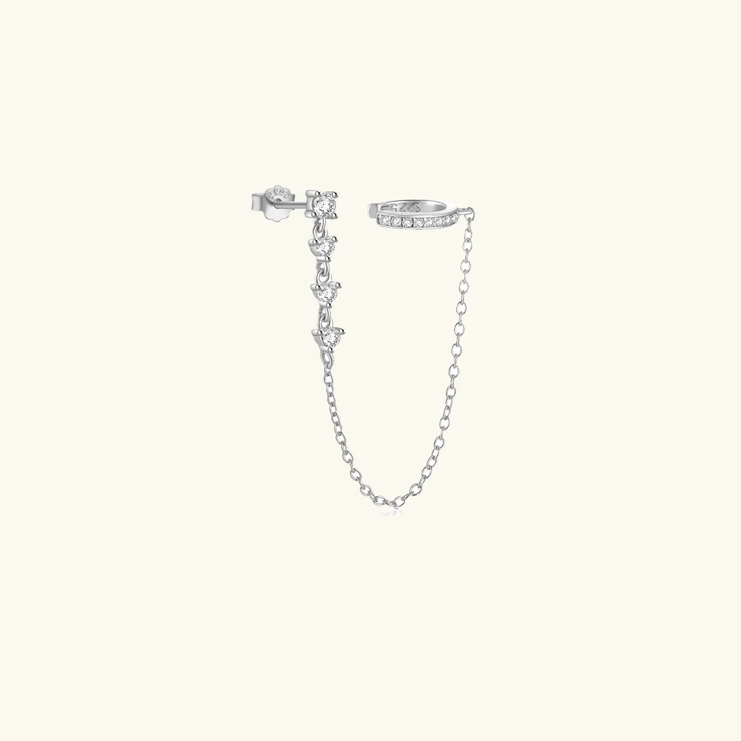 Valantomode | Plated Mallory Chain Cuff Earring with Linear-Refractive Architecture and Asymmetric Geometry