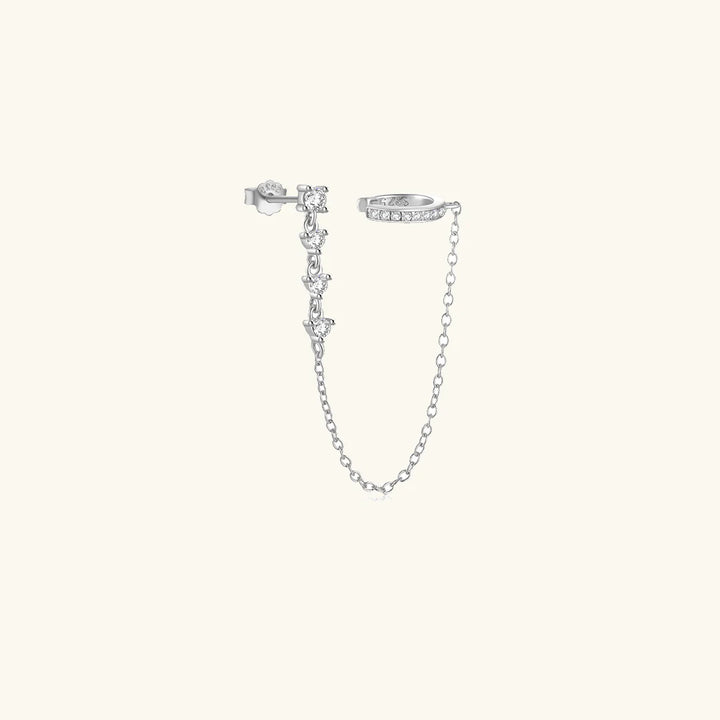 Valantomode | Plated Mallory Chain Cuff Earring with Linear-Refractive Architecture and Asymmetric Geometry