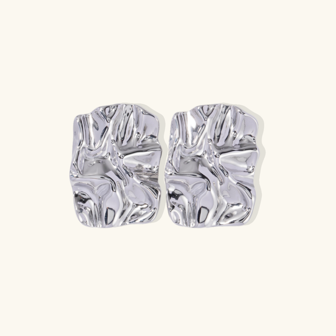Valantomode | Heavyweight Plated Molten Texture Earrings for Women