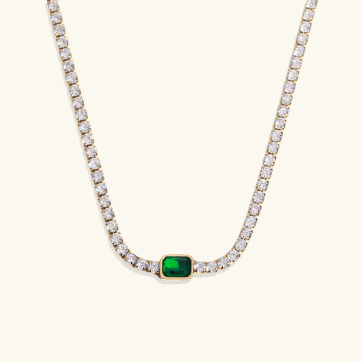 Valantomode | Plated Stainless Steel Linear Necklace with Refractive CZ Assets for Women