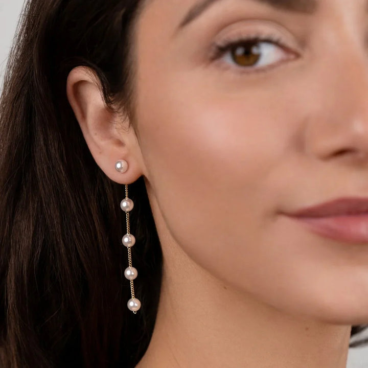 Valantomode | Plated Cascading Freshwater Pearl Earrings for Women