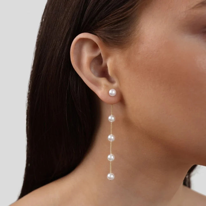 Valantomode | Plated Cascading Freshwater Pearl Earrings for Women