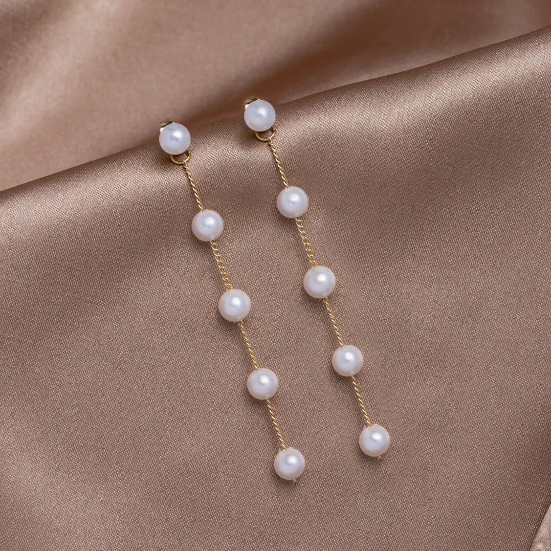 Valantomode | Plated Cascading Freshwater Pearl Earrings for Women