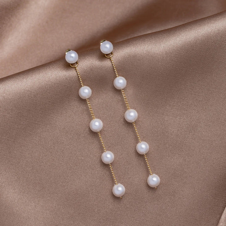 Valantomode | Plated Cascading Freshwater Pearl Earrings for Women