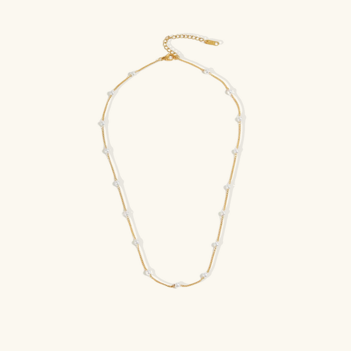 Valantomode | Plated Naomi Pearl Necklace with Serial Freshwater Pearl Architecture