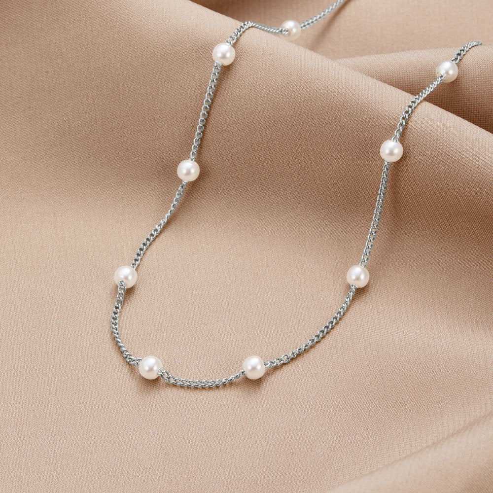 Valantomode | Plated Naomi Pearl Necklace with Serial Freshwater Pearl Architecture