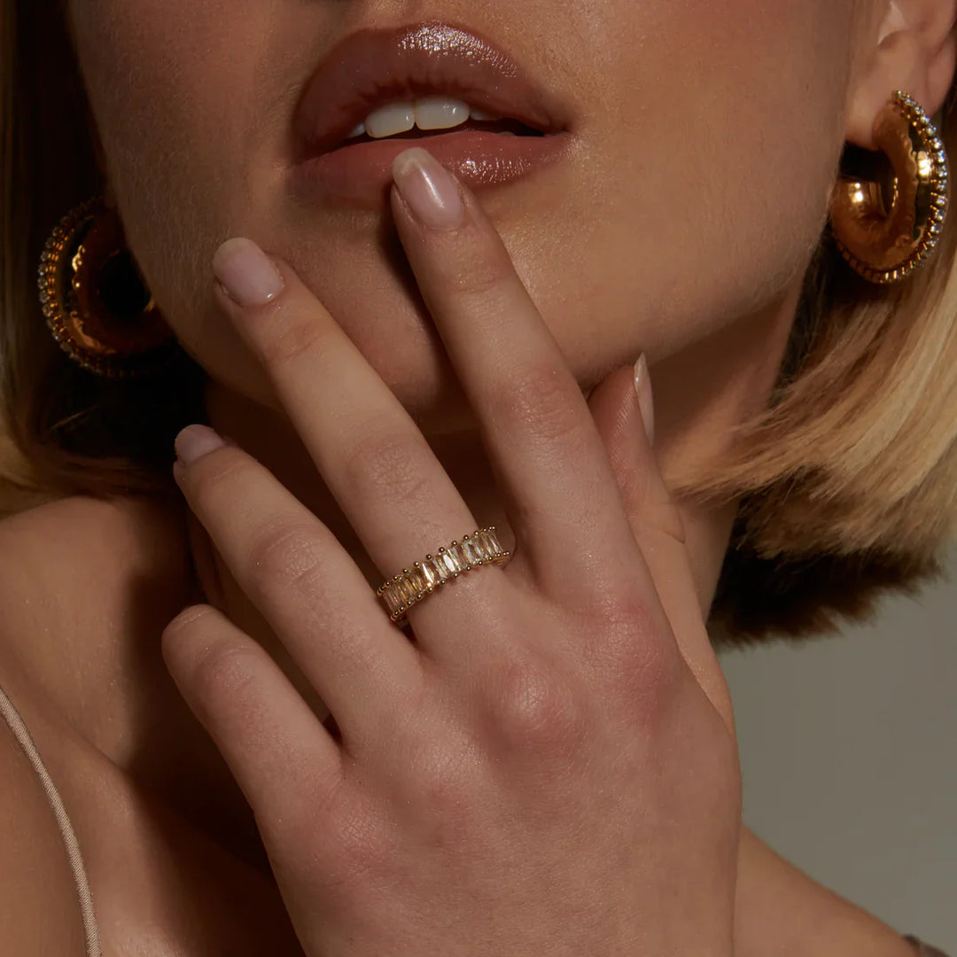 Valantomode | Plated Adjustable Open-Ended Ring with AAAAA Diamond Simulants