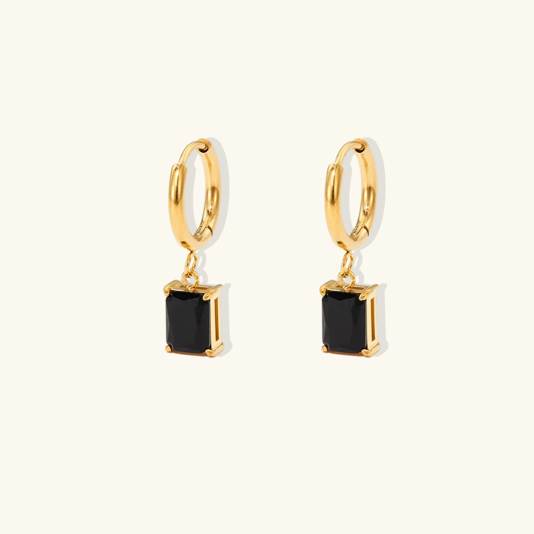 Valantomode | Gold Plated Rectangular CZ Drop Earrings for Women