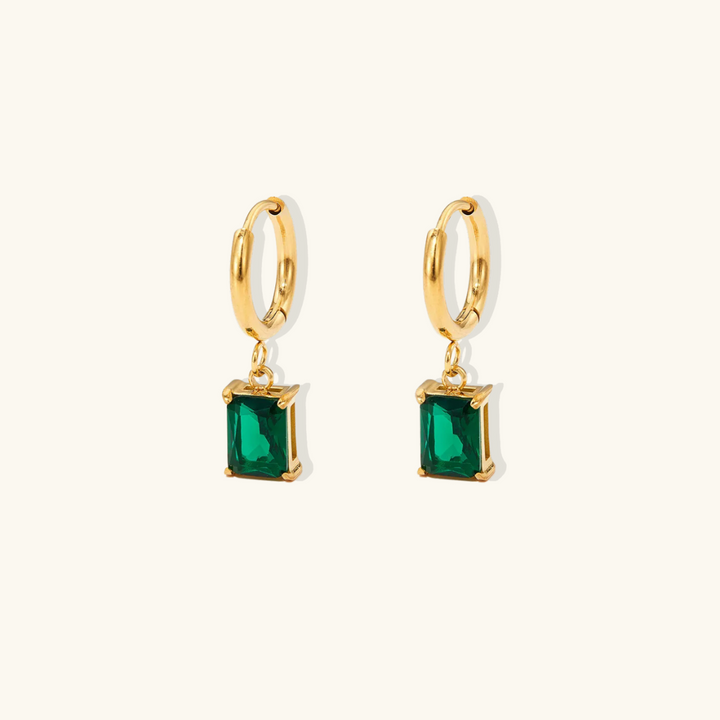 Valantomode | Gold Plated Rectangular CZ Drop Earrings for Women