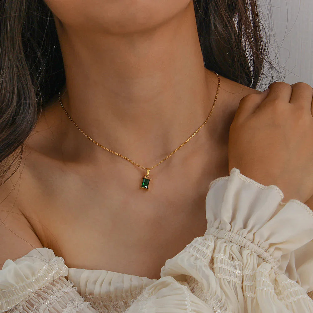 Valantomode | Plated Natalie Necklace with Geometric Prismatic Architecture and Refractive Assets