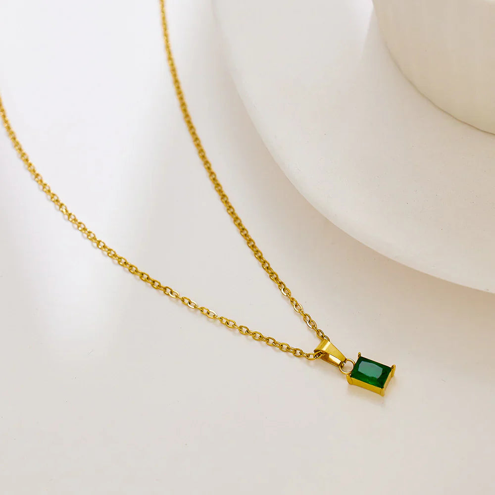 Valantomode | Plated Natalie Necklace with Geometric Prismatic Architecture and Refractive Assets