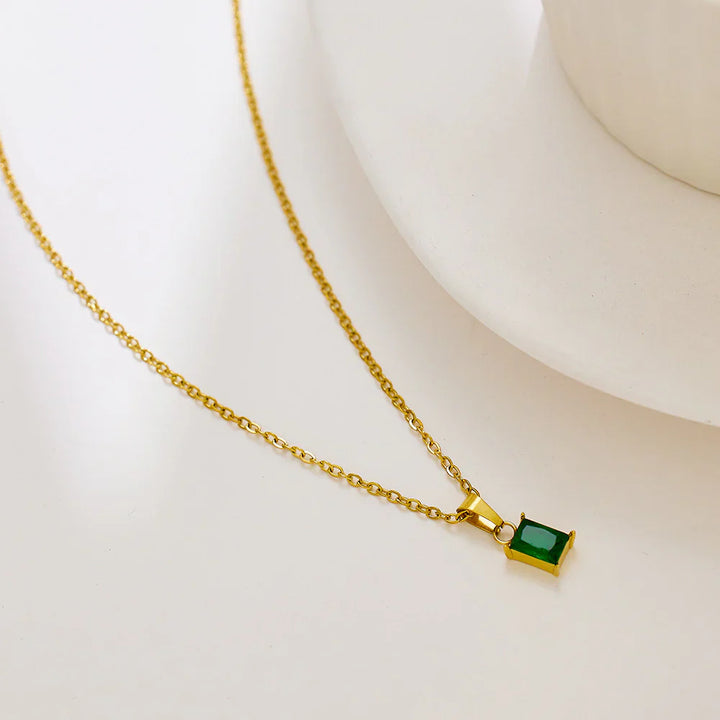 Valantomode | Plated Natalie Necklace with Geometric Prismatic Architecture and Refractive Assets