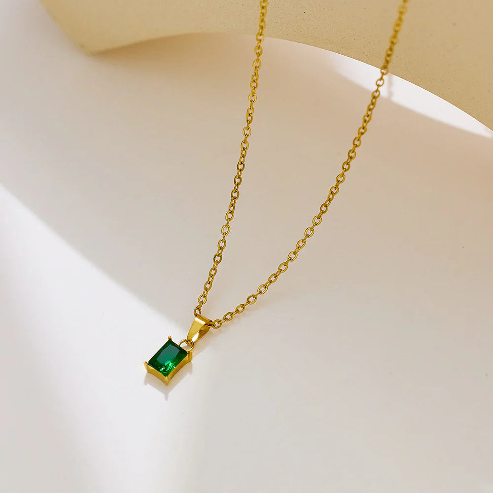 Valantomode | Plated Natalie Necklace with Geometric Prismatic Architecture and Refractive Assets