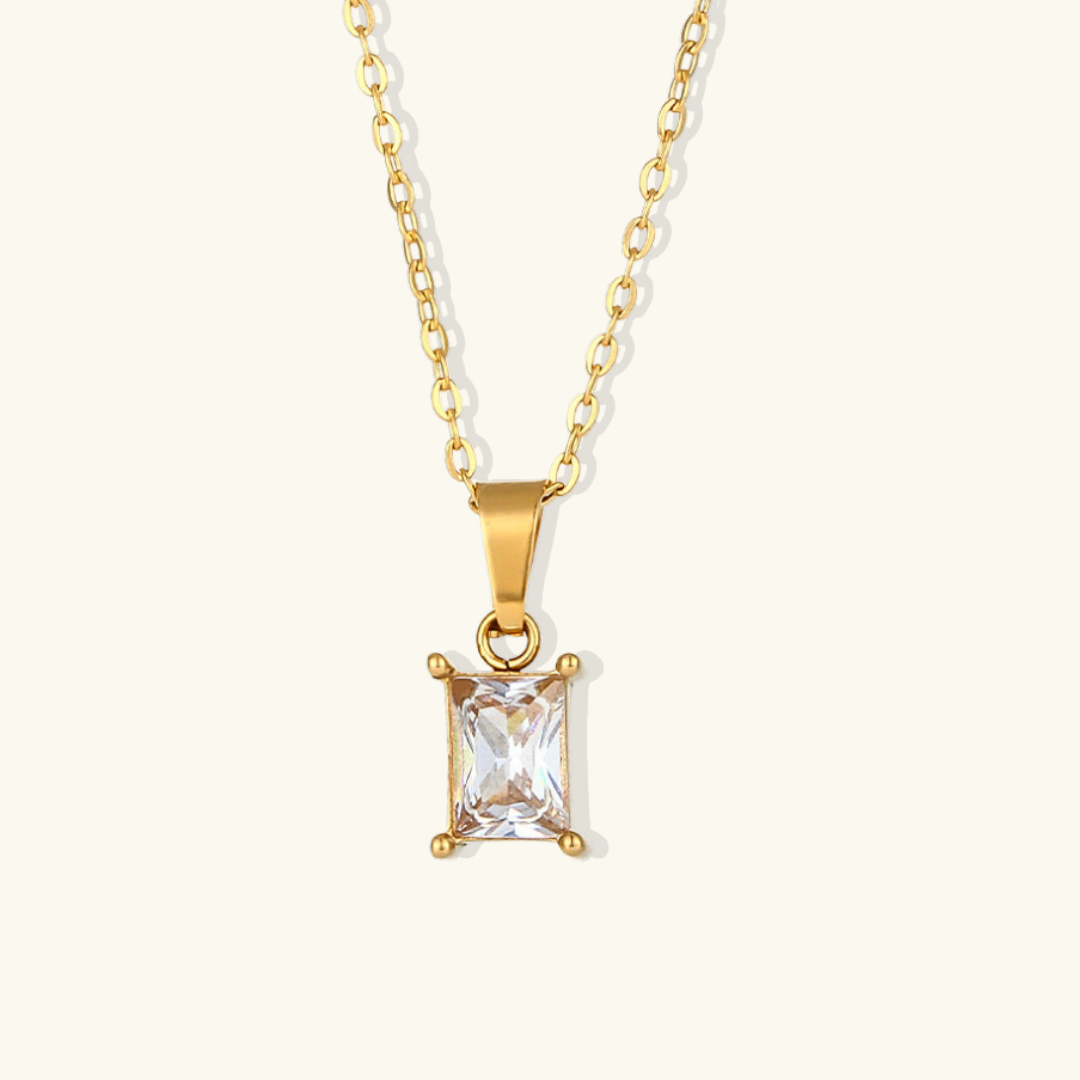 Valantomode | Plated Natalie Necklace with Geometric Prismatic Architecture and Refractive Assets