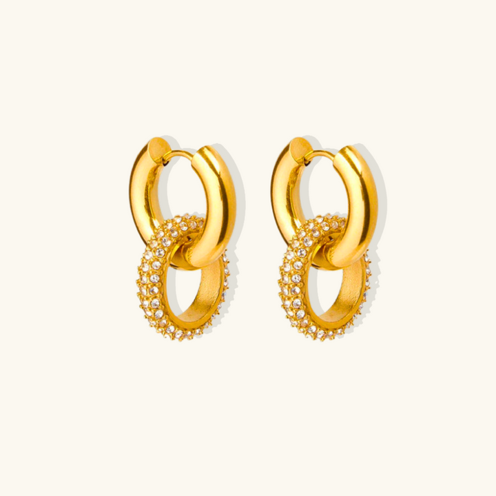 Valantomode | Plated Nelia Interlocking Hoop Earrings with High-Refractive Stone Assets
