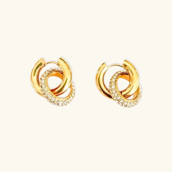 Valantomode | Plated Nelia Interlocking Hoop Earrings with High-Refractive Stone Assets